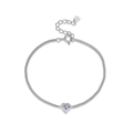 Bracciale cuore minimalista in argento sterling S925 con zircone su sfondo bianco - Argento 925 / Platino