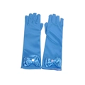 Gants longs de cérémonie en satin bleu clair pour filles avec nœud et perle décorative - Bleu Cyan