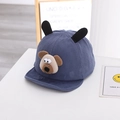 Cappellino per neonati in velluto a coste blu con orecchie 3D e motivo cucciolo - 46-48 cm / Blu