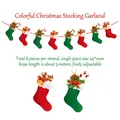 Christmas stocking banner with 8 red and green felt socks, 3m adjustable rope length - Colorful Christmas Stocking Banner
