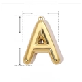 Detaillierte Größenparameter für den hohlen goldenen Edelstahl-Buchstabe-A-Anhänger - Buchstabe A / Gold