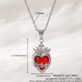 Cross pendant necklace with red heart zircon in silver finish with sizing details - 2.1*1.2cm White Gold Plated NAC11-3