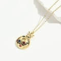Ladybug pendant necklace in gold finish with multi-colored faceted gemstones - Colorful Gemstone Ladybug