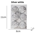Confezione da 6 palline di Natale da 4 cm bianco argento con trama intrecciata in scatola - Addobbi da Appendere Texture Intrecciata / Argento