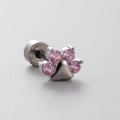Zilveren titanium stalen oorknopje met roze zirkoon in een schattig kattenpootje - Kattenpootstijl (A32-3#)