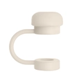Beige silicone flower straw cap accessory with anti-loss strap for 10mm drinking straws - Cream