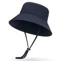 Schnelltrocknender Outdoor Sonnenhut in Dunkelblau mit Krempe und Kordelzug - Marineblau