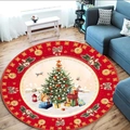 Round Christmas area rug featuring festive tree and reindeer pattern for living room decor - Sdj_circular Carpet-7