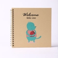 6 inch kraft scrapbook featuring a cute blue fox with Welcome little one text - Fox Style B (Welcome little one)