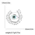 Detailed size and weight guide for eye-shaped silver brooch with rhinestones and blue iris - Silver (MM-BR-SILVER3781-SL)