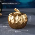 Golden faceted pumpkin skull decor with metallic finish, measuring 8.5 x 8 x 8.5 cm - Pumpkin Ornament - Gold Type A