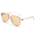 Fashion aviator sunglasses with transparent champagne pink frames and amber lenses - Transparent Tea Frame Light Tea Lens