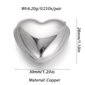 Polished silver heart pendant made of copper with detailed dimensions and weight info - Ysn025-04 / 18K Gold