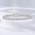 Pulsera tenis brillante de plata ley 925 con moissanita y cierre de seguridad en ocho - 16.5cm (Cierre en Ocho) / Moissanita 4.0mm (L13876)