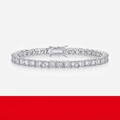 Sparkling S925 sterling silver moissanite tennis bracelet with secure figure-eight clasp - 16.5cm (Figure-8 Clasp) / 4.0mm Moissanite (L13876)