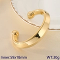 Bracciale rigido a C in acciaio inossidabile placcato oro 18k con terminali a sfera - Oro (KB188662-GC)