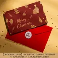 Mini Christmas card set in burgundy gold foil with a red envelope and sticker - Style D - Gold Foil Bronzing / Card, Envelope, Insert And Sticker