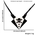 Halloween pet bandana with skull bowtie, black and white felt bib for party costume - Pet Neck Wrap / Skeleton Suit Style