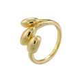 Detail of artistic gold ring featuring three parallel oval bean shapes and polished finish - VJ578 Triple Bud / Gold
