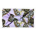 Bohemian wide stretch sports headband with purple leopard print and chain pattern - Purple Leopard Chain Bow (10774)