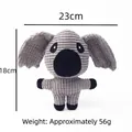 Grey corduroy plush squeaky dog toy elephant shape measuring 23cm by 18cm and 56g - Koala