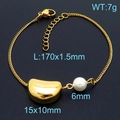 Collier plaqué or avec pendentif haricot et perle élégante sur une chaîne délicate - 170x1.5mm / Grand Bracelet Or