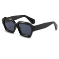 Modieuze zwarte vierkante zonnebril met mat frame en grijze UV-glazen voor een trendy stijl - Zwart Frame Zwart Grijze Glazen