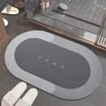 Oval quick-dry bath mat in grey two-tone design with HOME text for bathroom safety - Lake Baikal (oval) - Light Gray / 40*60cm