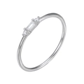 Anello minimalista placcato oro 18k con zirconi a taglio baguette e tondo - US 6 / Argento