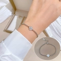 Bracciale a catena con quadrifoglio in argento S925 per donna con vista dettagliata - Color Acciaio