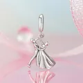 S925 sterling silver dancing couple charm bead with polished finish for DIY bracelets - Dancing Couple (SCC2987)
