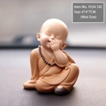 Cute resin little monk car dashboard ornament in laughing pose with prayer beads - Laughing Covering Mouth (Mini Size)