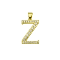 Vue macro détaillée du pendentif lettre Z plaqué or 18k avec zircons étincelants - Lettre Z (Pendentif uniquement)
