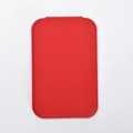 Portable mini makeup mirror with vibrant red protective silicone sleeve and rounded edges - Red