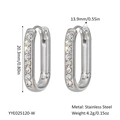 Detailed size specifications for U-shaped stainless steel earrings with sparkling crystals - Silver U-shaped White Zirconia Style (YYE025120-W)