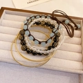 Set di bracciali bohémien con cuore dorato, fiori e pietre di zircone per donna - Stile Bracciale Impilabile (52#) / Set da 5 pezzi / Nero