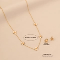 Détails de l'ensemble collier et boucles d'oreilles marguerite en acier avec dimensions - 1# Marguerite Ensemble Collier Boucles d'Oreilles