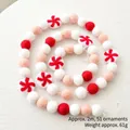 2m Weihnachts-Wollfilzkugelkette mit roten und weißen dekorativen Kugeln für die Deko - Schneeflocken Ballkette/61g