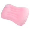 Pink inflatable U-shaped travel neck pillow with soft flocking and push-button pump - Crystal Velvet / Square Pillow / Girl Pink