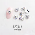 Breloques cœur pour ongles avec strass AB irisés et base argentée, taille 9x7mm - Cœur argenté strass AB (LF7218)