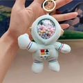 Cute light blue astronaut bunny plush keychain with transparent helmet and gold accents - Space Bear Green
