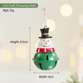 Christmas snowman iron bell ornament with red scarf and snowflake patterns, size 6.5x4cm - Iron Snowman Bell