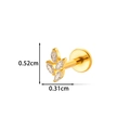 Titanium flat back stud with golden leaf design and clear zircon stones measuring 0.52cm - Leaf Cluster Style (T2580-4#) / Gold