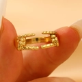 Artistic gold-colored open ring featuring two hands design for women minimalist jewelry - Eco-Friendly KC Gold Hand Gesture Style (1404)