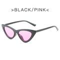 Occhiali da sole retrò cat-eye con montatura nera e lenti rosa alla moda - Montatura Nera Lenti Rosa