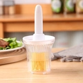 Pennello per olio in silicone con bottiglia trasparente in bianco e giallo per cucina - Pennello Bianco in Silicone Bottiglia Trasparente / Bianco