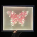 DIY handmade butterfly crystal light box kit with pink stones in a white frame - 10 Inch Butterfly Light Pink (Kit)