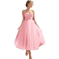 Pink mesh tulle evening gown with spaghetti straps and a multi-layer fluffy flared skirt - US size 2 (S) / Bottoms / Pink