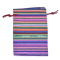 Ethnic style cotton drawstring bag with vibrant colorful horizontal stripes for gifts - 10*14cm / Thin Stripes 21