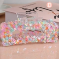 Rectangle hair claw clip with colorful star sequins in transparent resin style - H669-Iridescent Stars